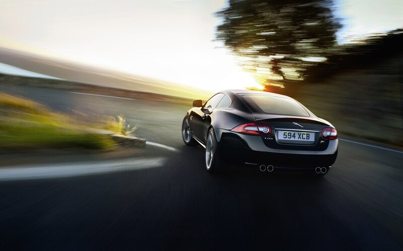 Black Jaguar Coupe — Dynamic, Sunset