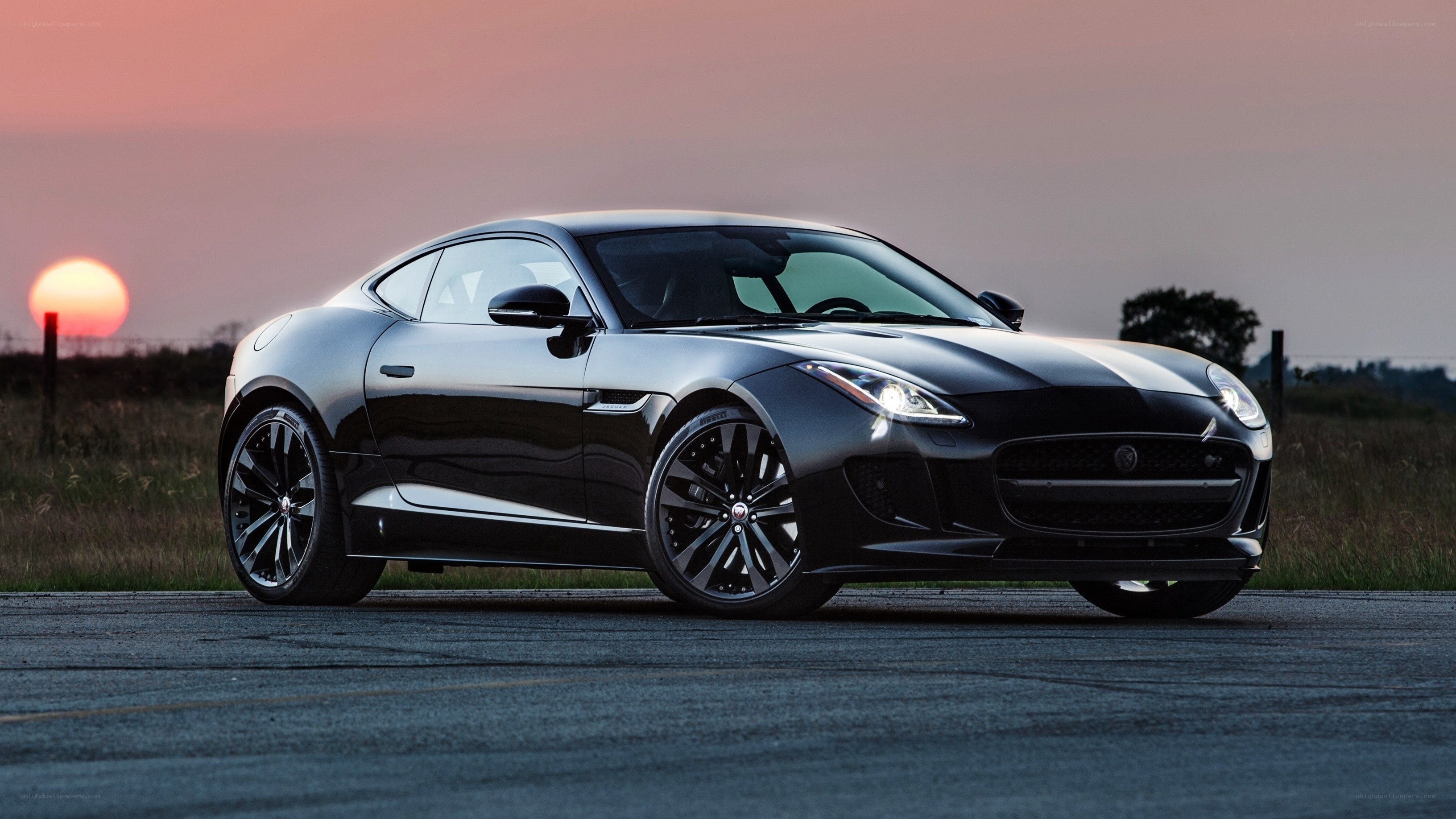 Black Jaguar F-Type at sunset