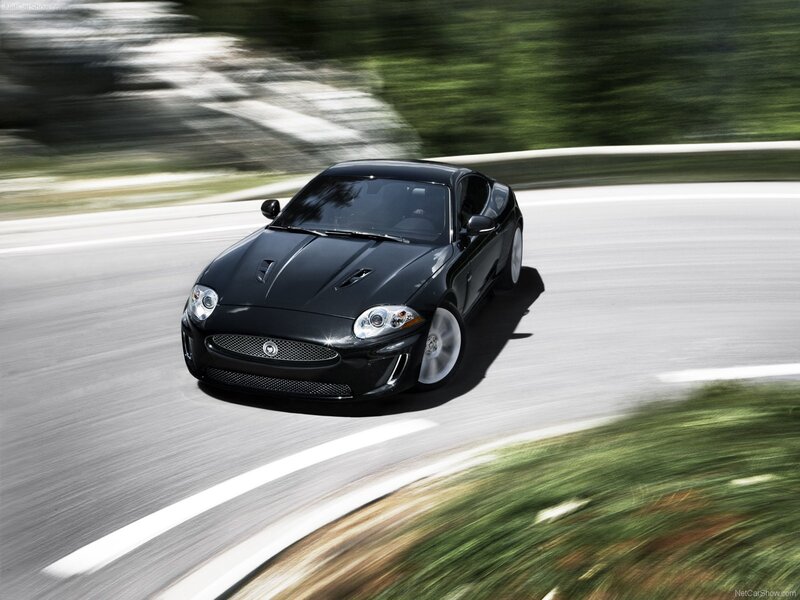 Black Jaguar F-Type in motion