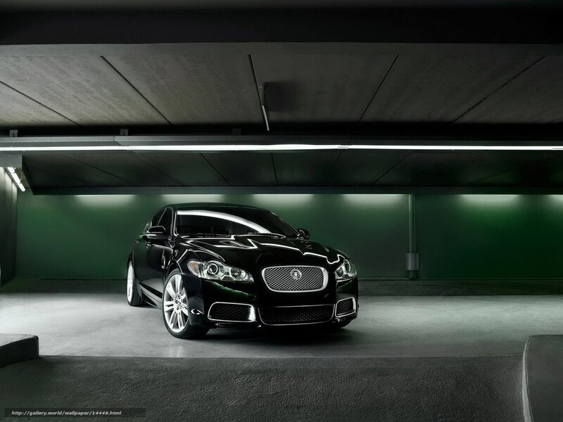 Black Jaguar in a parking garage
