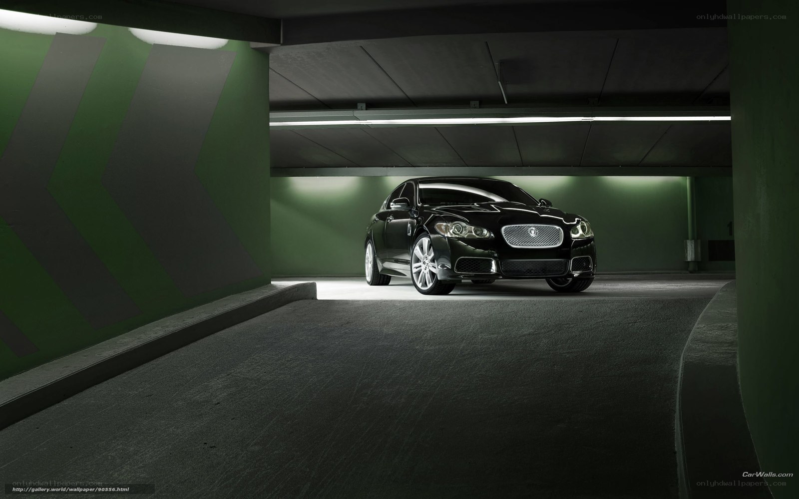 Black Jaguar in Parking Garage