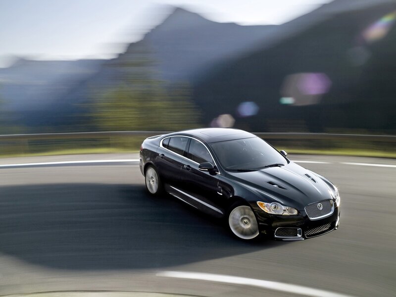 Black Jaguar Sedan — Dynamic, Afternoon