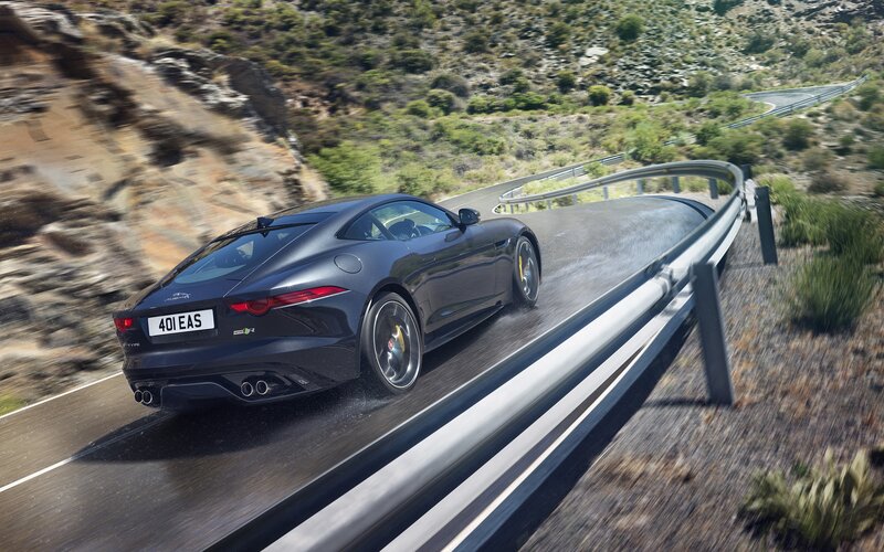 Black Jaguar Sports Car — Dynamic, Afternoon