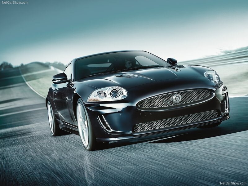 Black Jaguar sports car on track