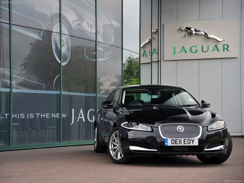 Black Jaguar XF at dealership