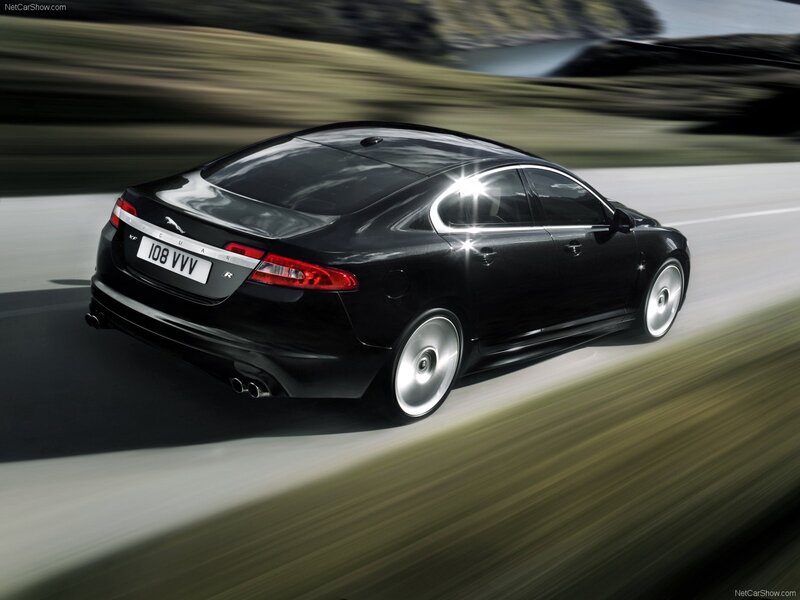 Black Jaguar XF R in motion