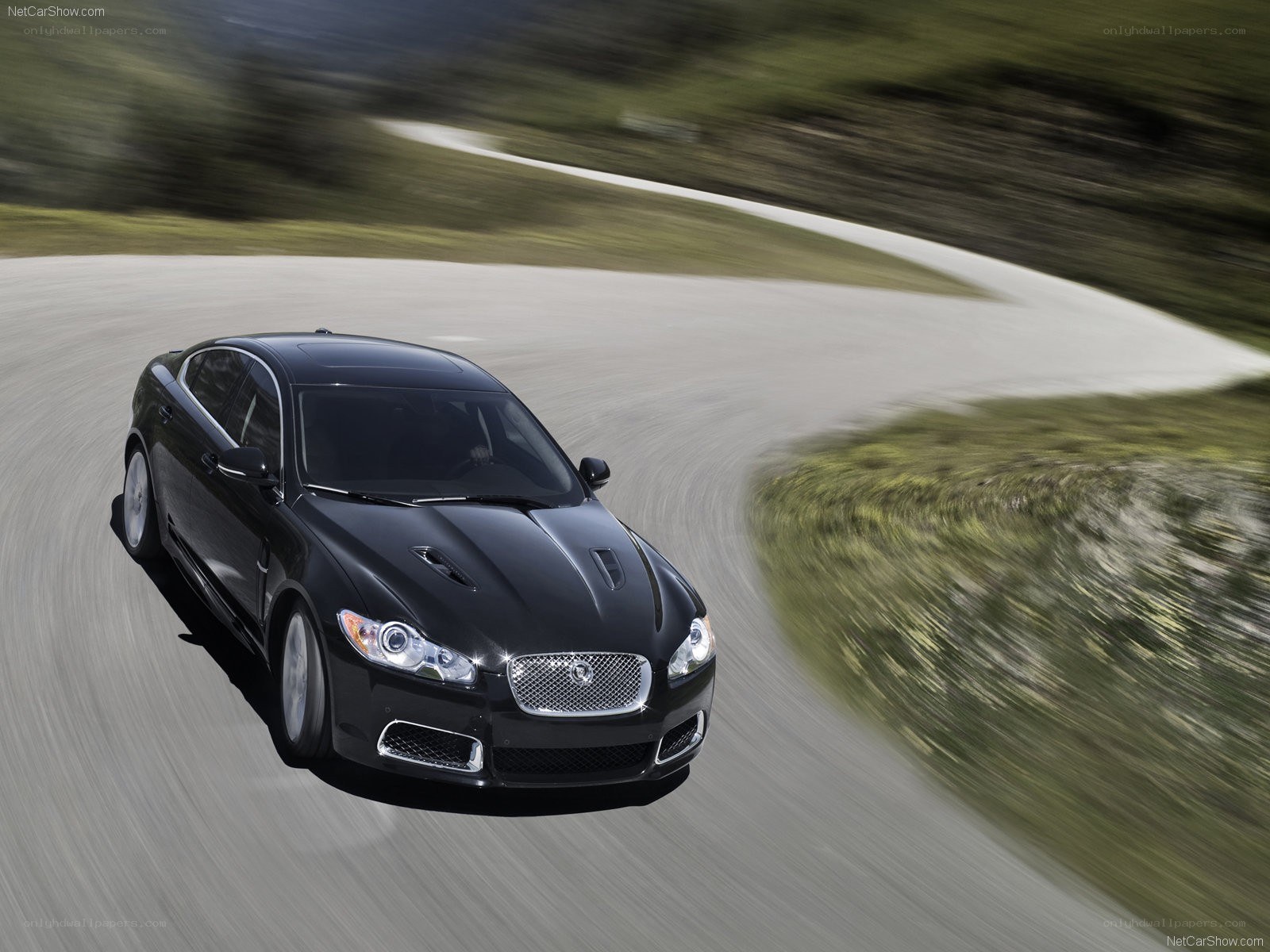 Black Jaguar XFR in motion