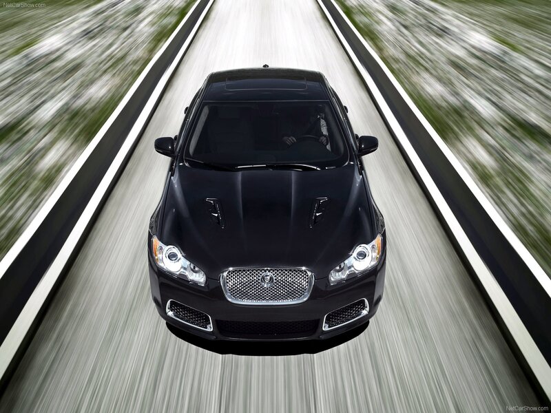 Black Jaguar XFR in motion