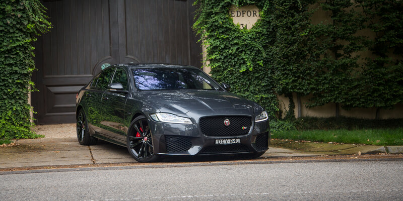 Black Jaguar XFR-S parked