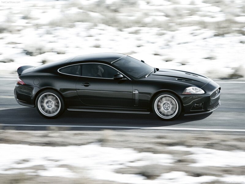 Black Jaguar XKR in motion