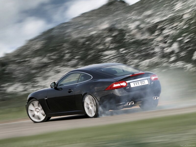 Black Jaguar XKR in motion