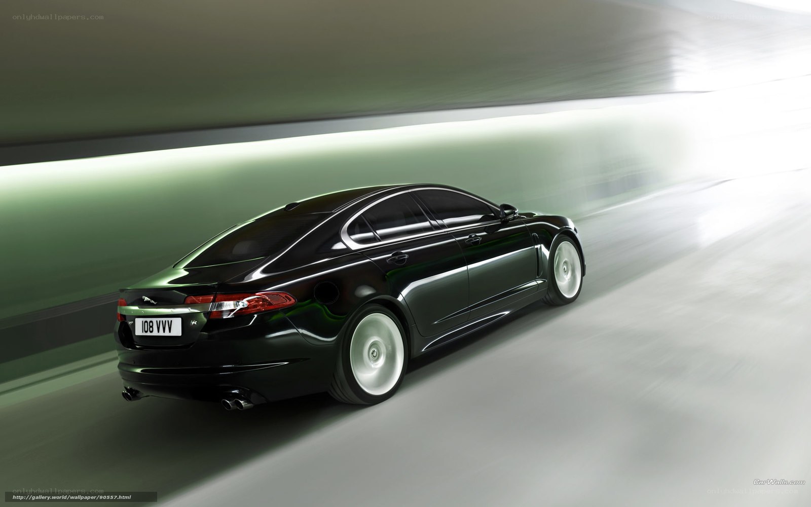 Black Jaguar XKR in motion
