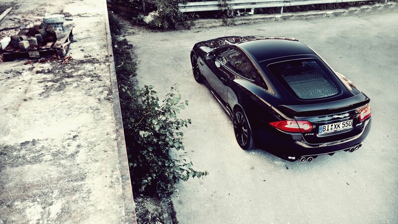 Black Jaguar XKR parked on pavement
