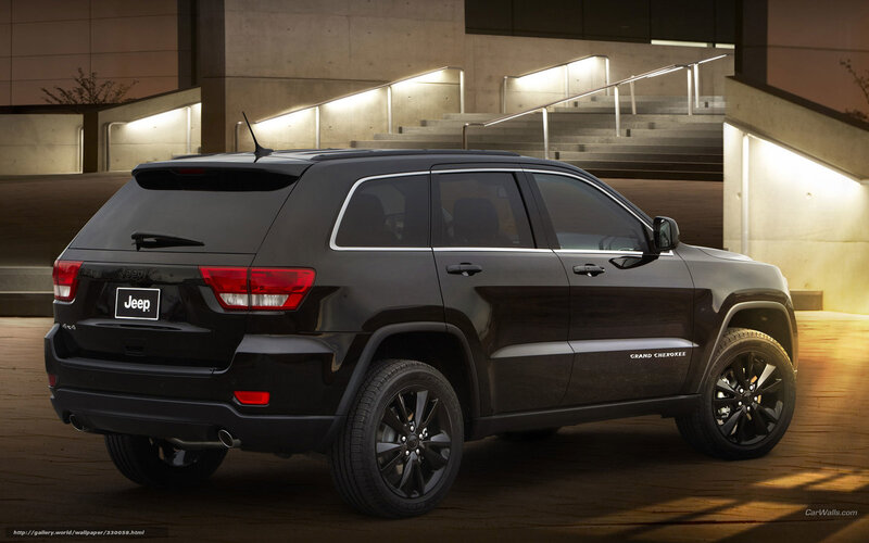 Black Jeep Grand Cherokee — Dramatic, Night, Photograph, Building