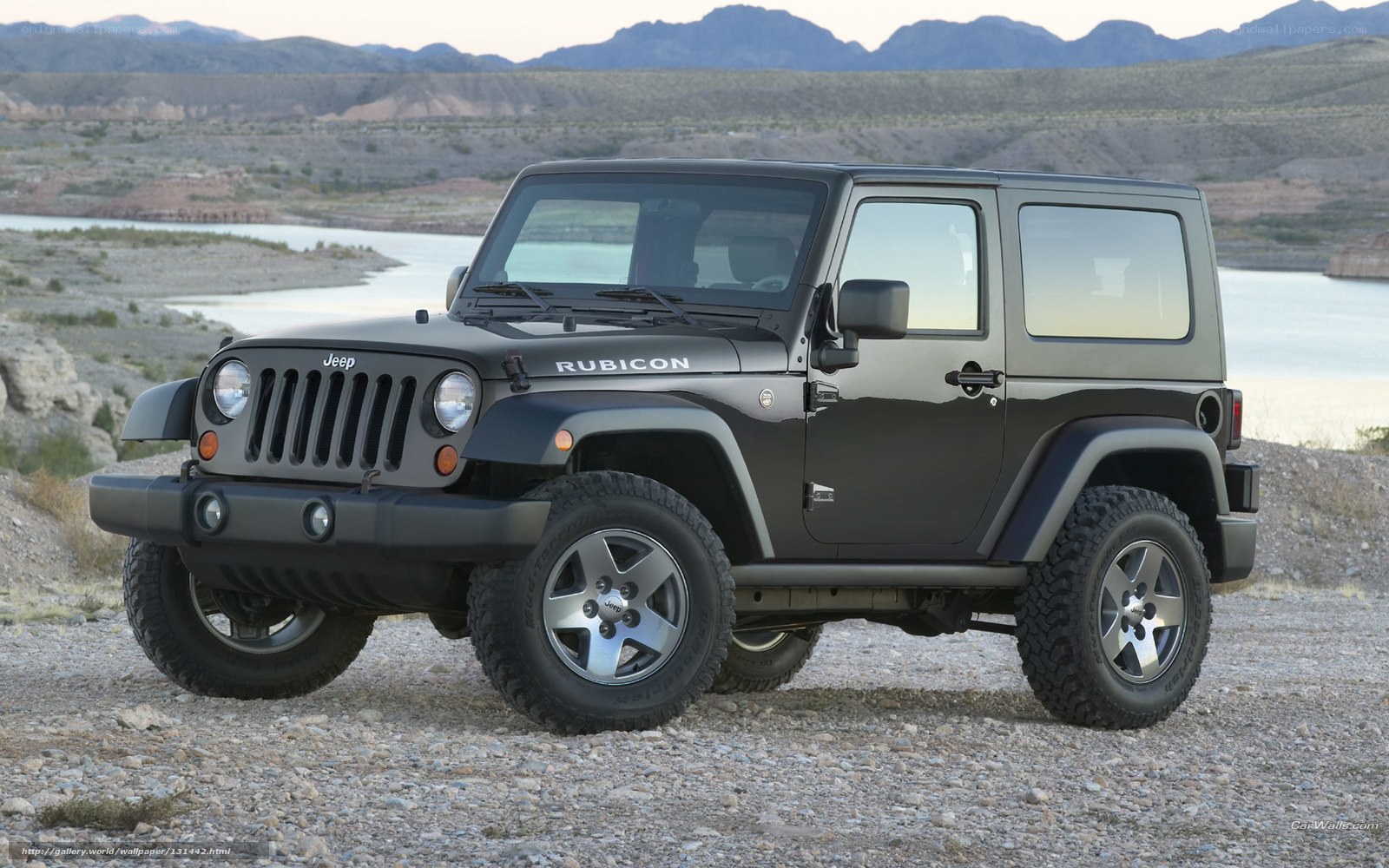 Black Jeep Rubicon in desert