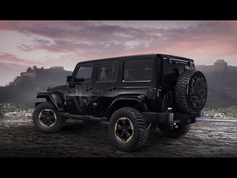 Black Jeep with dragon design