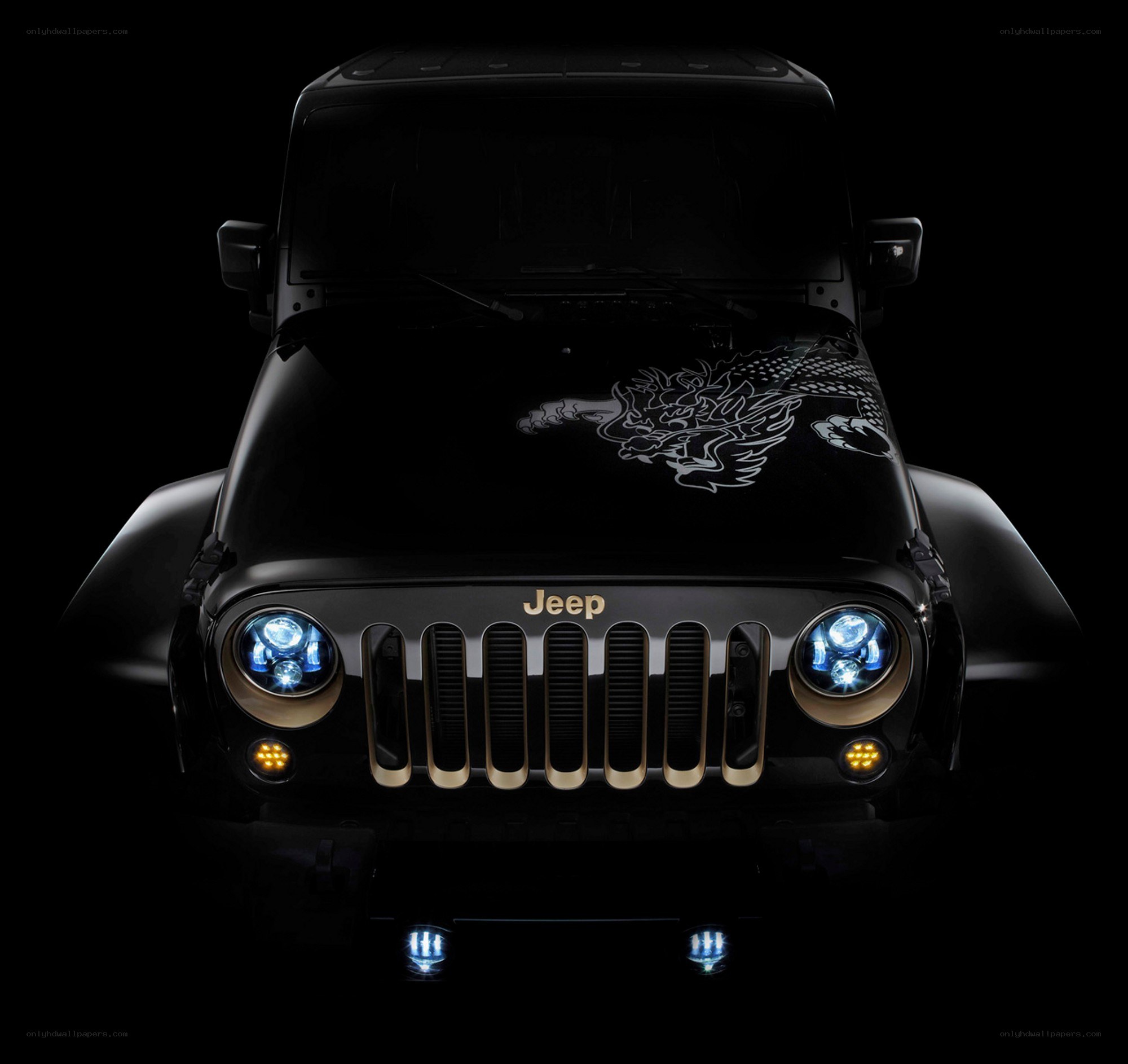 Black Jeep with Dragon Design