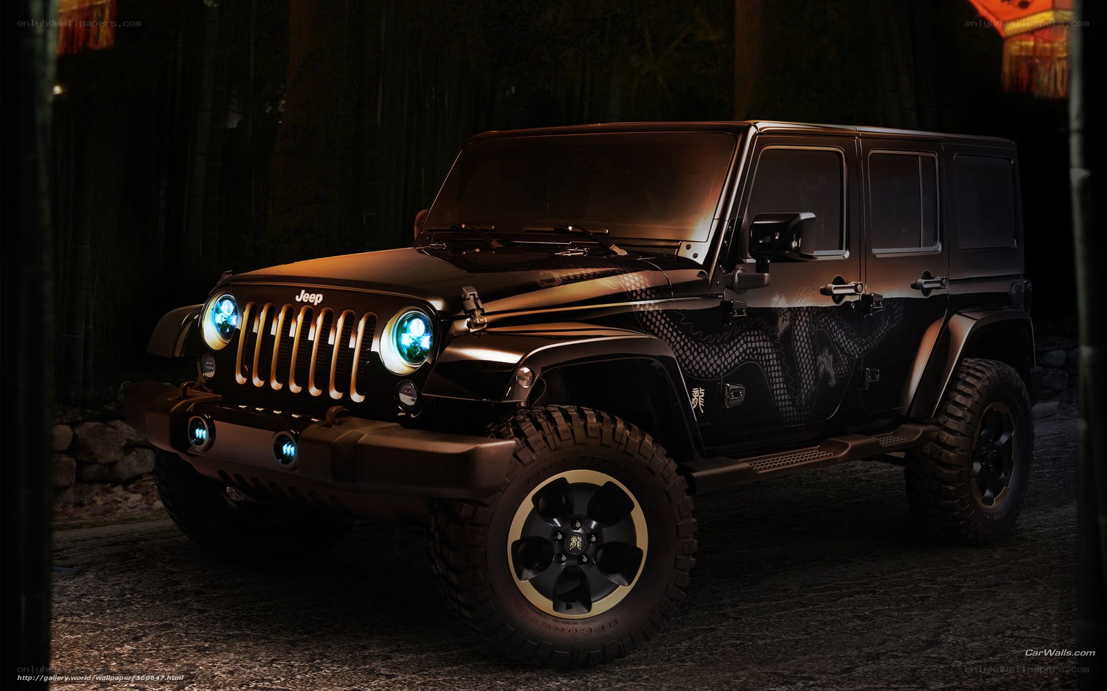 Black Jeep with Dragon Design