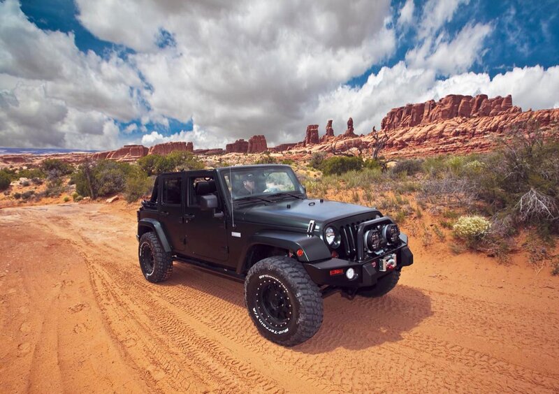 Black Jeep Wrangler — Brown, Dramatic