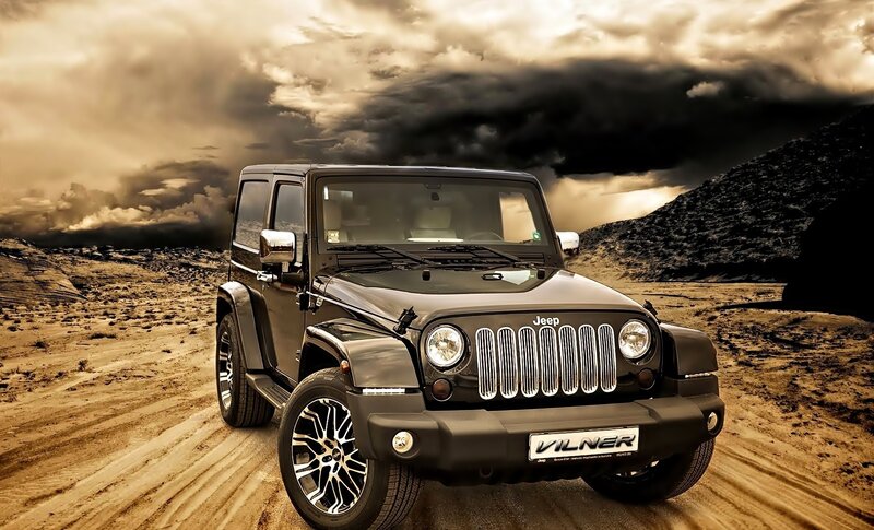 Black Jeep Wrangler — Brown