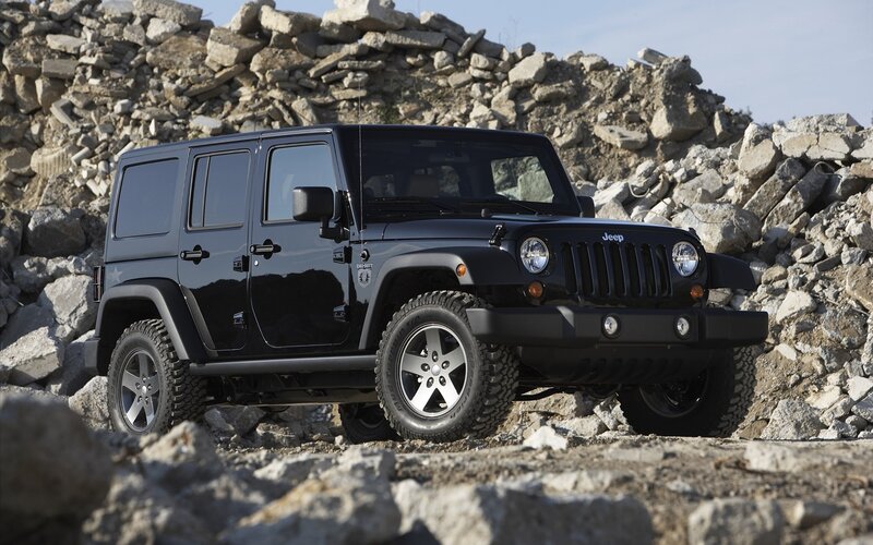 Black Jeep Wrangler — Dramatic, Afternoon, Photograph, Rocks