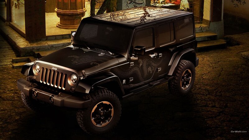 Black Jeep Wrangler — Dramatic, Night, Digital Art