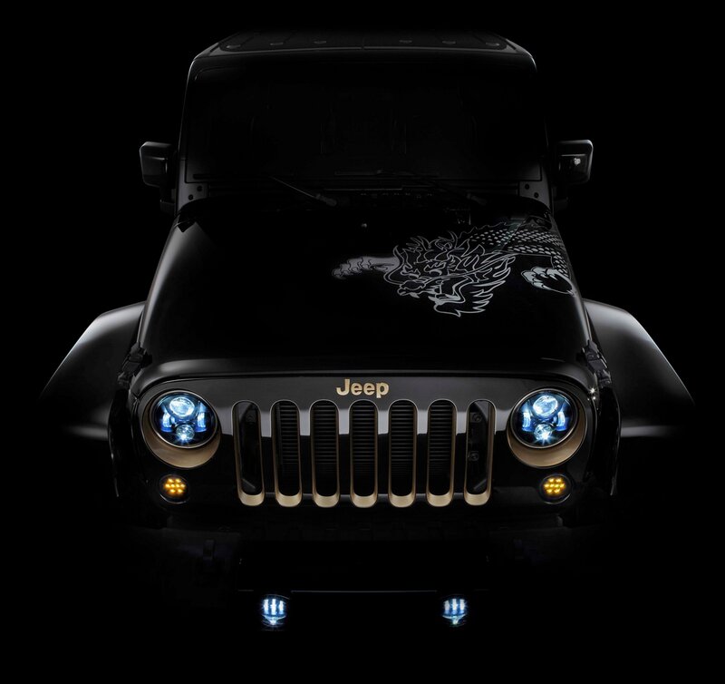Black Jeep Wrangler — Dramatic, Night, Photograph, Dragon Decal
