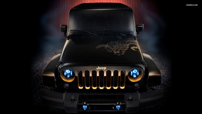 Black Jeep Wrangler — Dramatic, Night, Photograph