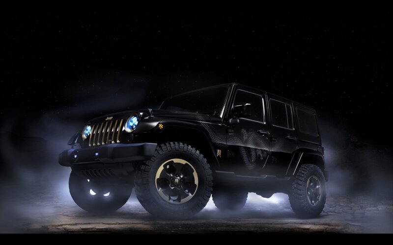 Black Jeep Wrangler — Dramatic, Night