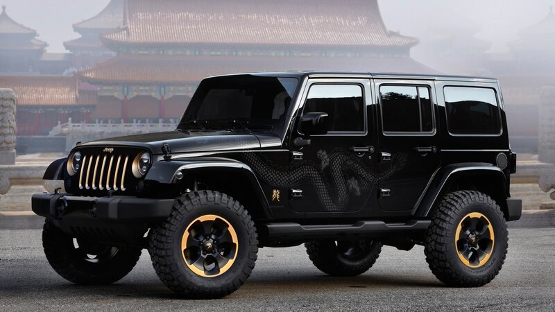 Black Jeep Wrangler — Dramatic, Photograph, Dragon Design