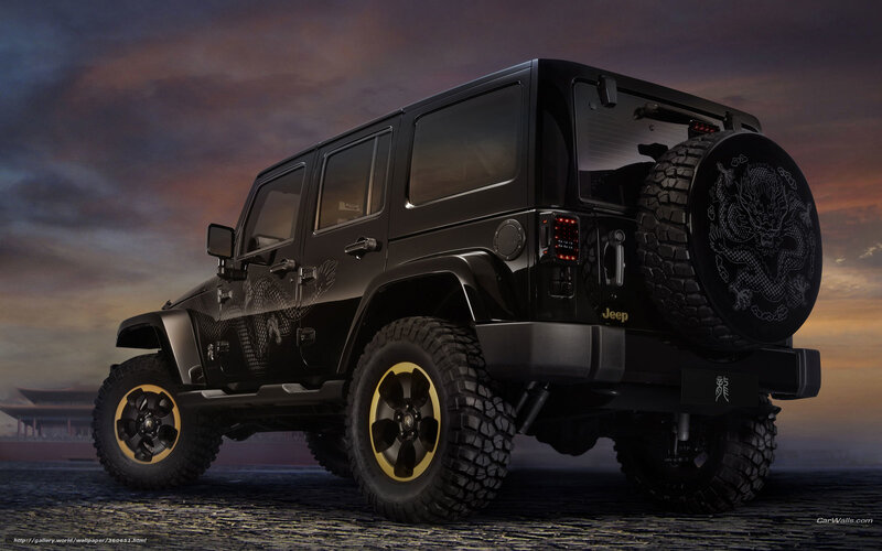 Black Jeep Wrangler — Dramatic, Sunset, Photograph, Dragon Design