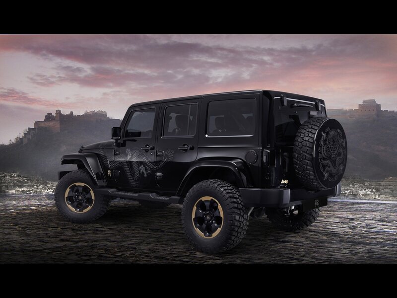 Black Jeep Wrangler — Dramatic, Sunset, Photograph, Dragon, Tire