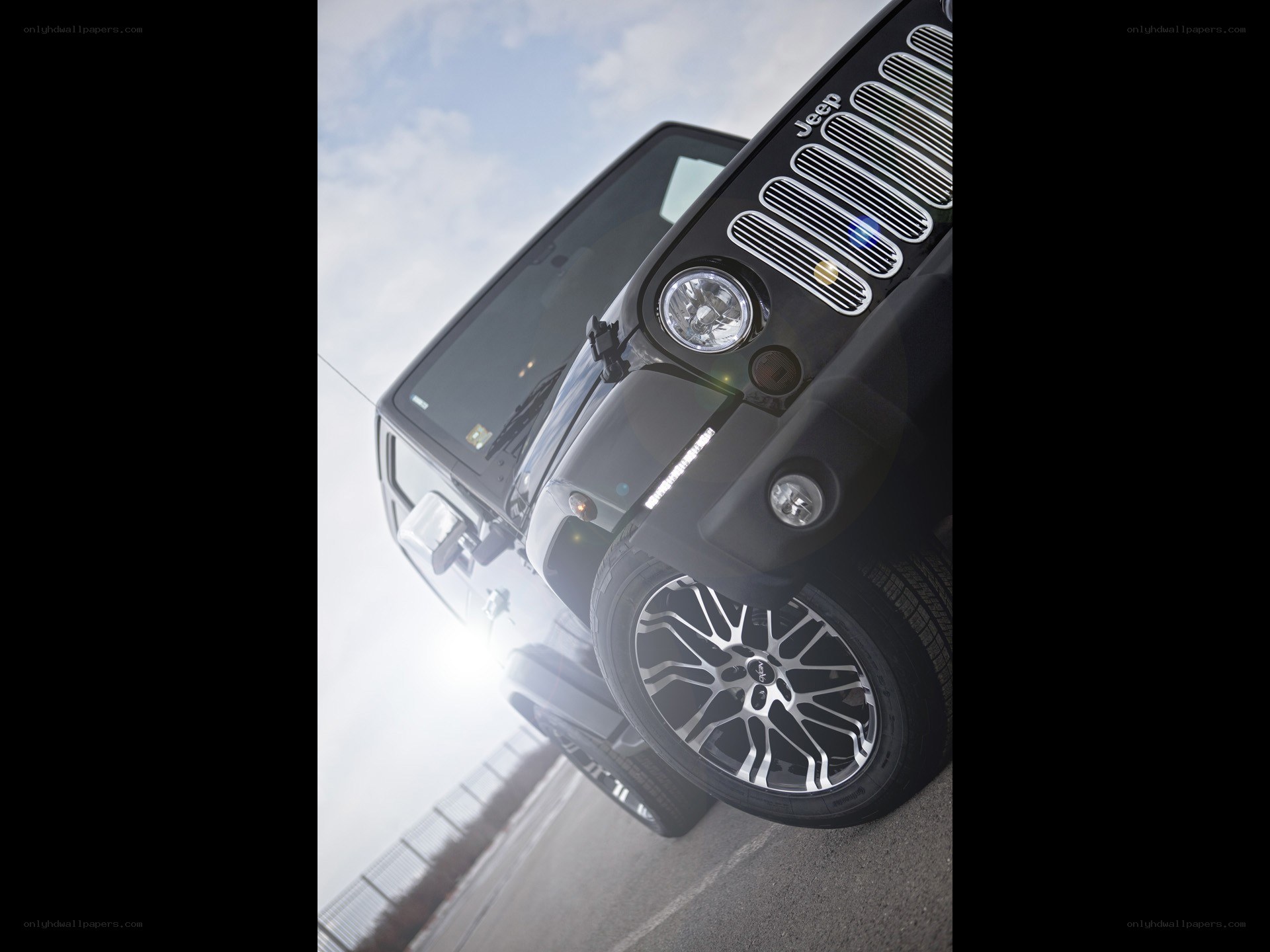 Black Jeep Wrangler front view