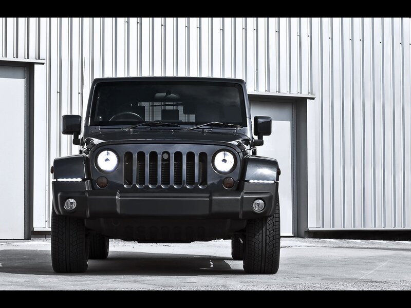 Black Jeep Wrangler front view
