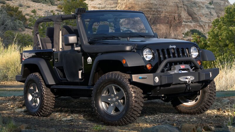 black jeep wrangler in desert