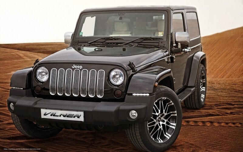 Black Jeep Wrangler in desert