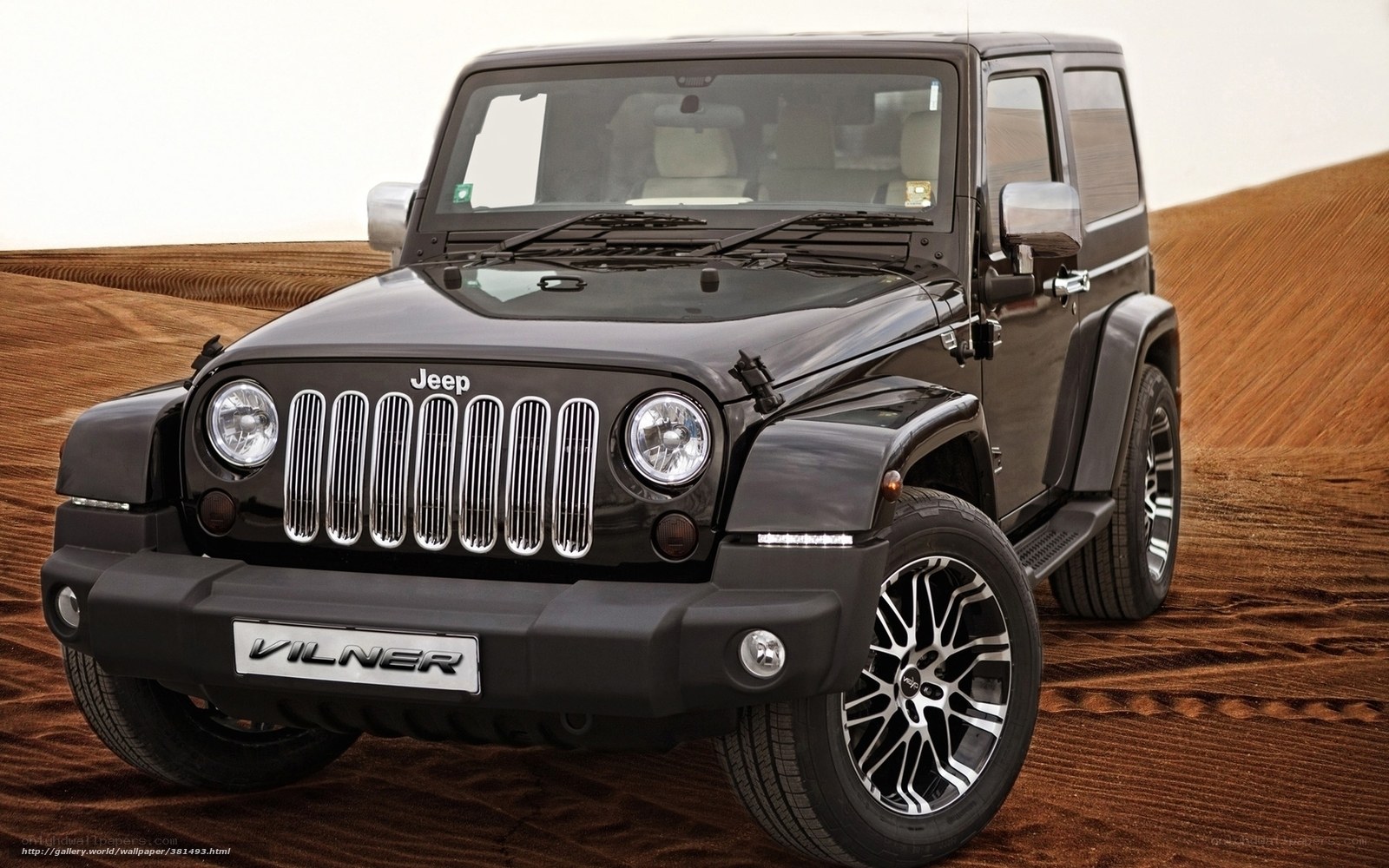 Black Jeep Wrangler in desert