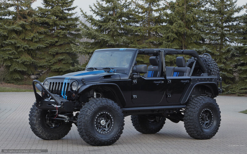 black jeep wrangler with blue stripes