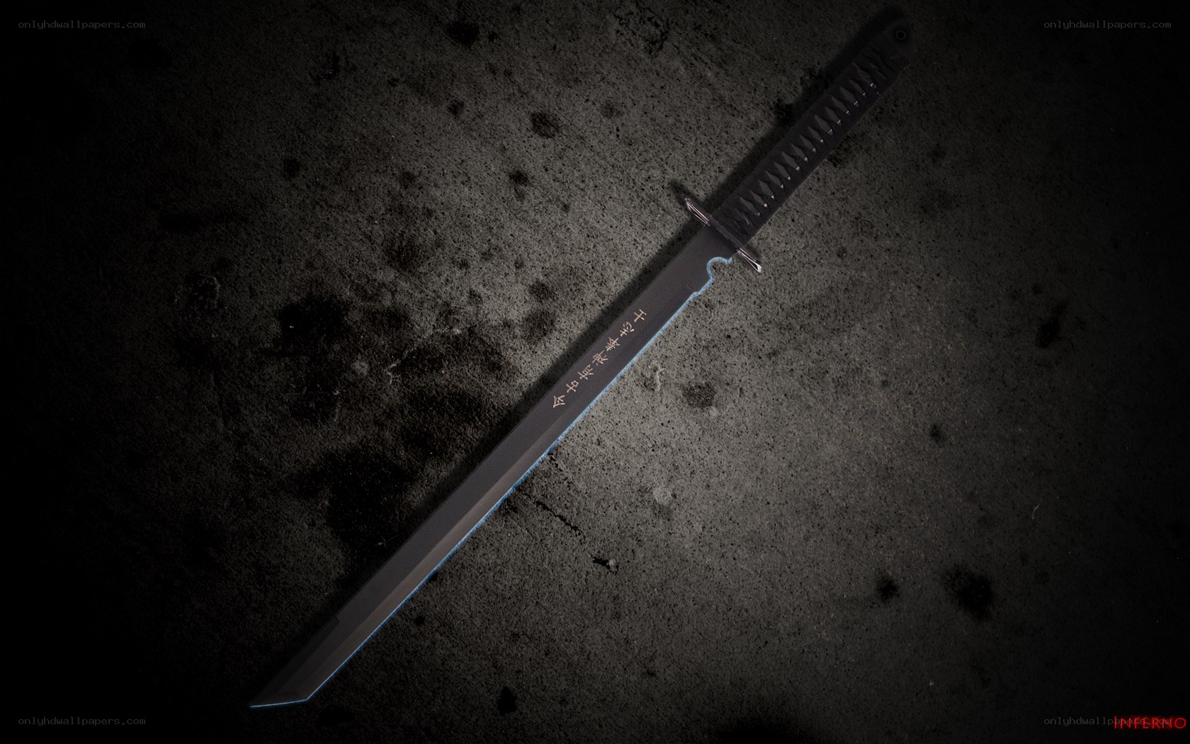 black katana on dark surface