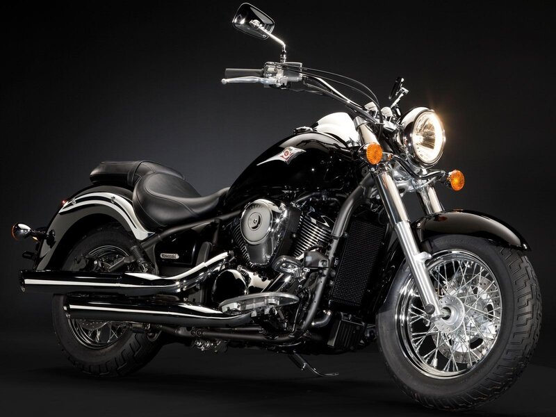 Black Kawasaki cruiser motorcycle