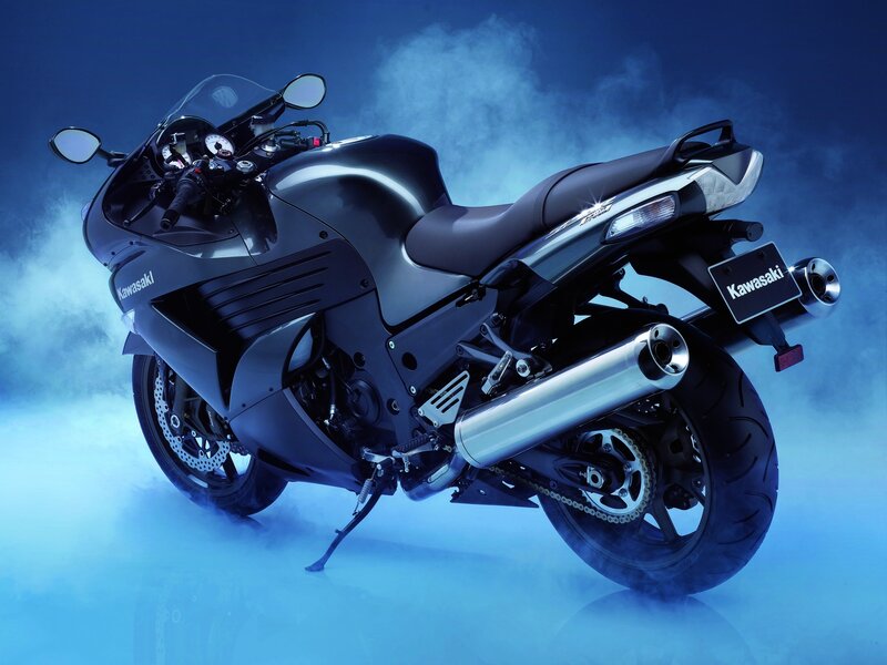 Black Kawasaki Motorcycle — Blue