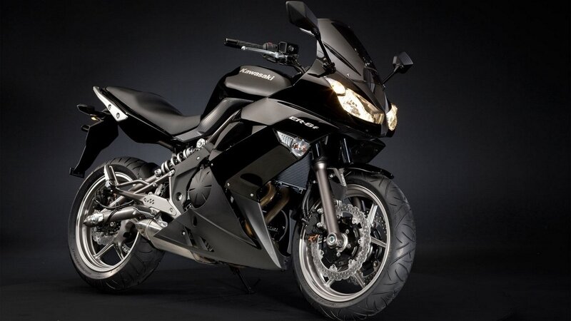 Black Kawasaki Motorcycle — Dramatic, Photograph, Headlight, Seat, Silver