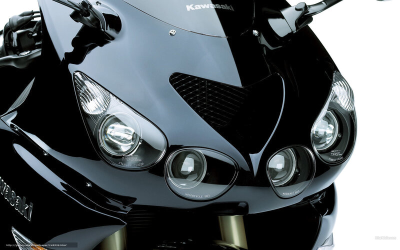 Black Kawasaki Motorcycle — Dramatic, Photograph, Headlights
