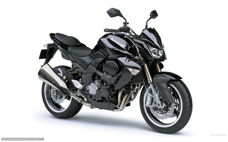 Black Kawasaki Motorcycle — Neutral, Photograph, Exhaust Pipe, Front Wheel, Headlight