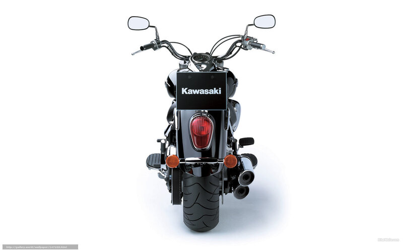 Black Kawasaki Motorcycle — Neutral, Photograph, Mirror