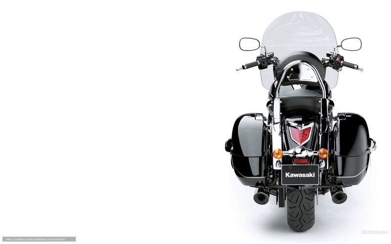 Black Kawasaki Motorcycle — Neutral, Photograph, Saddlebags