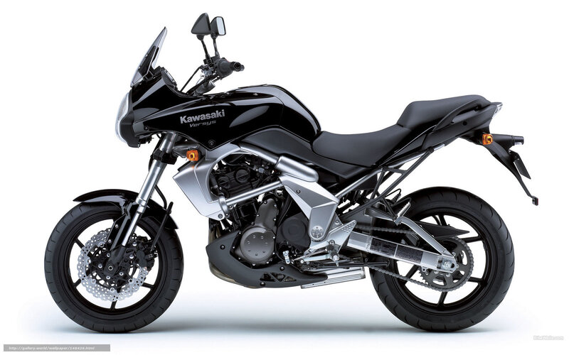 Black Kawasaki Motorcycle — Neutral, Photograph, Windshield, Saddlebags, Exhaust