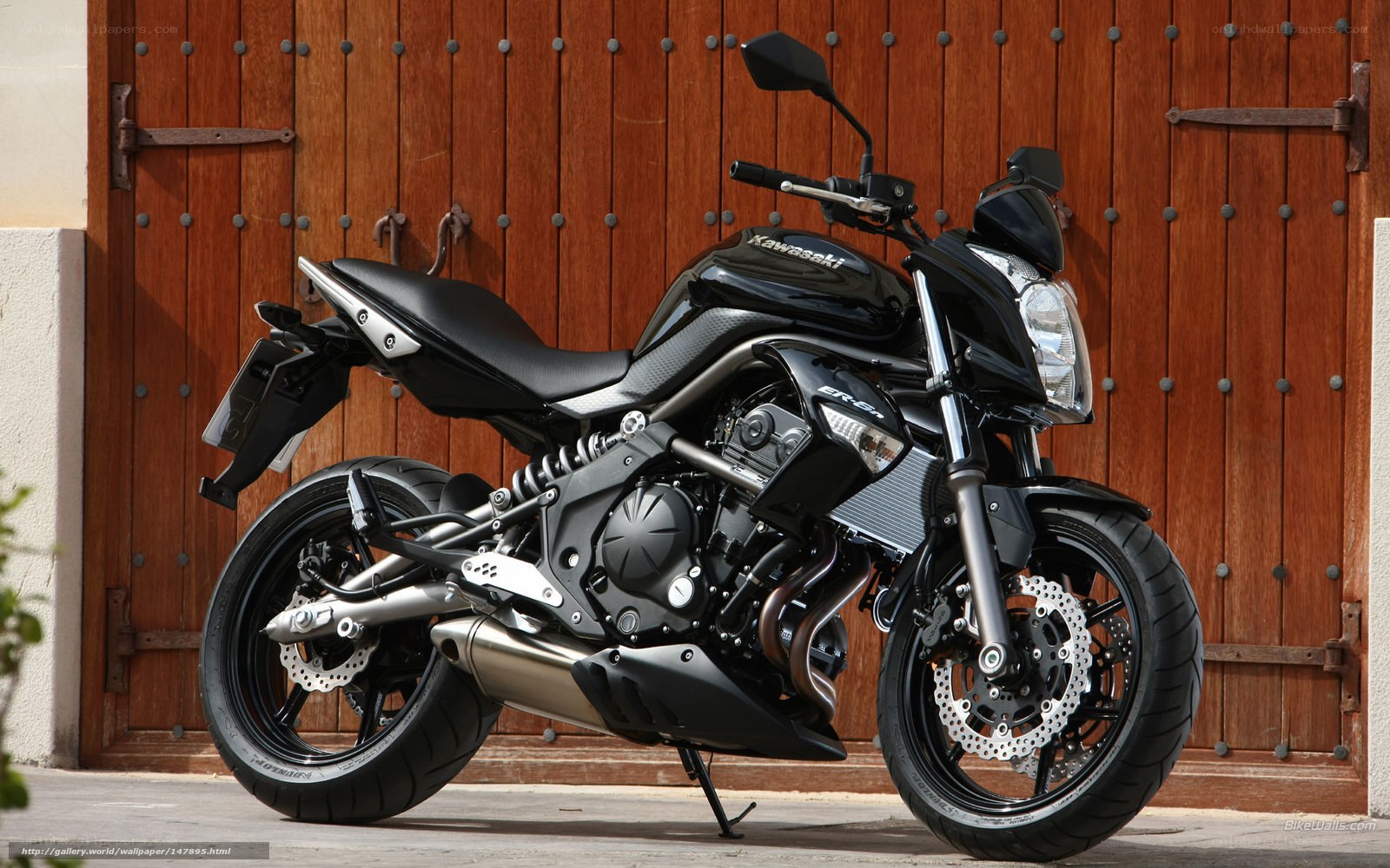 Black Kawasaki motorcycle on display