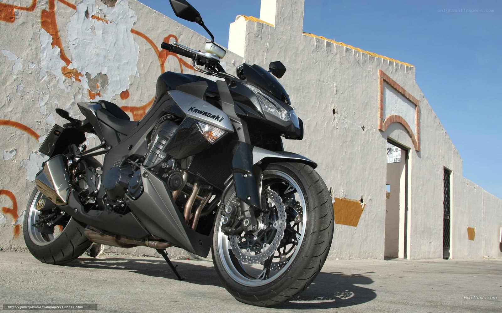 Black Kawasaki motorcycle parked