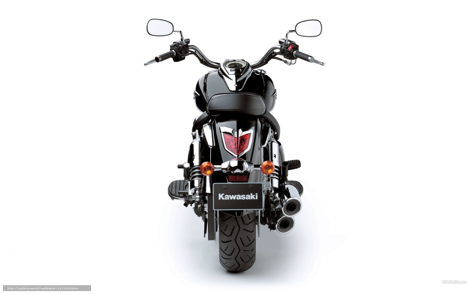 black kawasaki motorcycle rear view